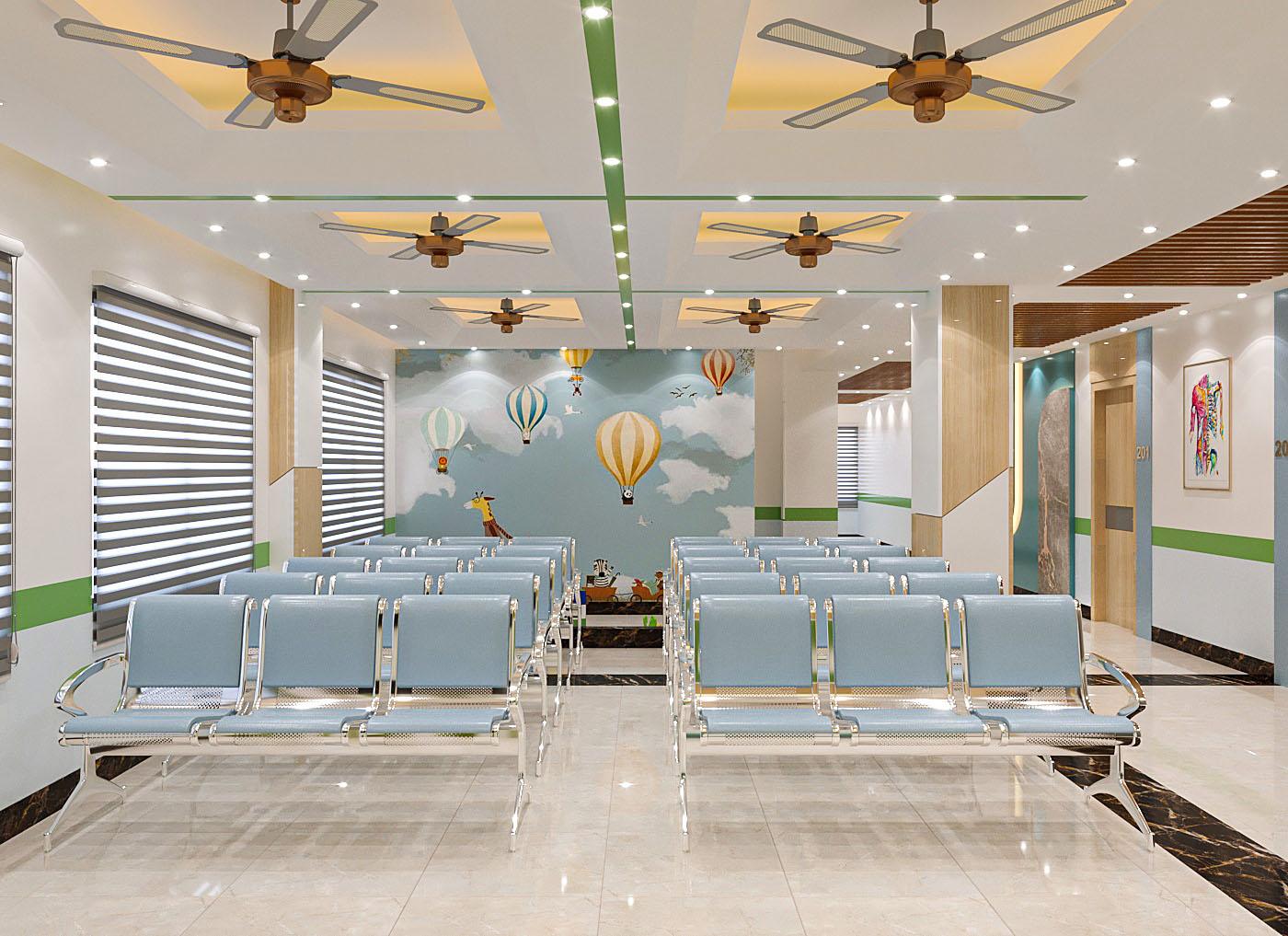 Modern hospital design in Bangladesh with a spacious reception and patient-friendly interior