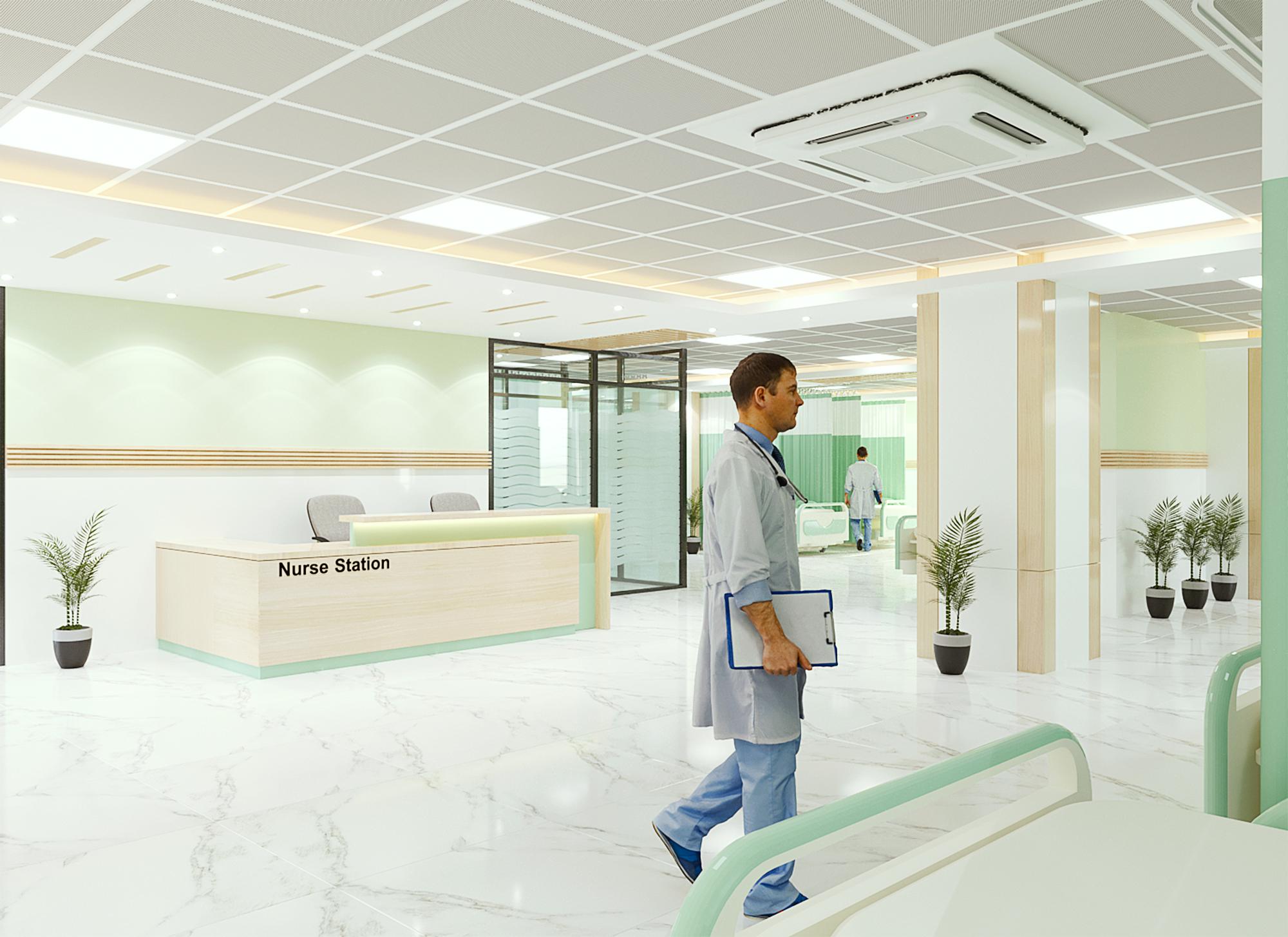 NICU interior planning 11 Nurse Station